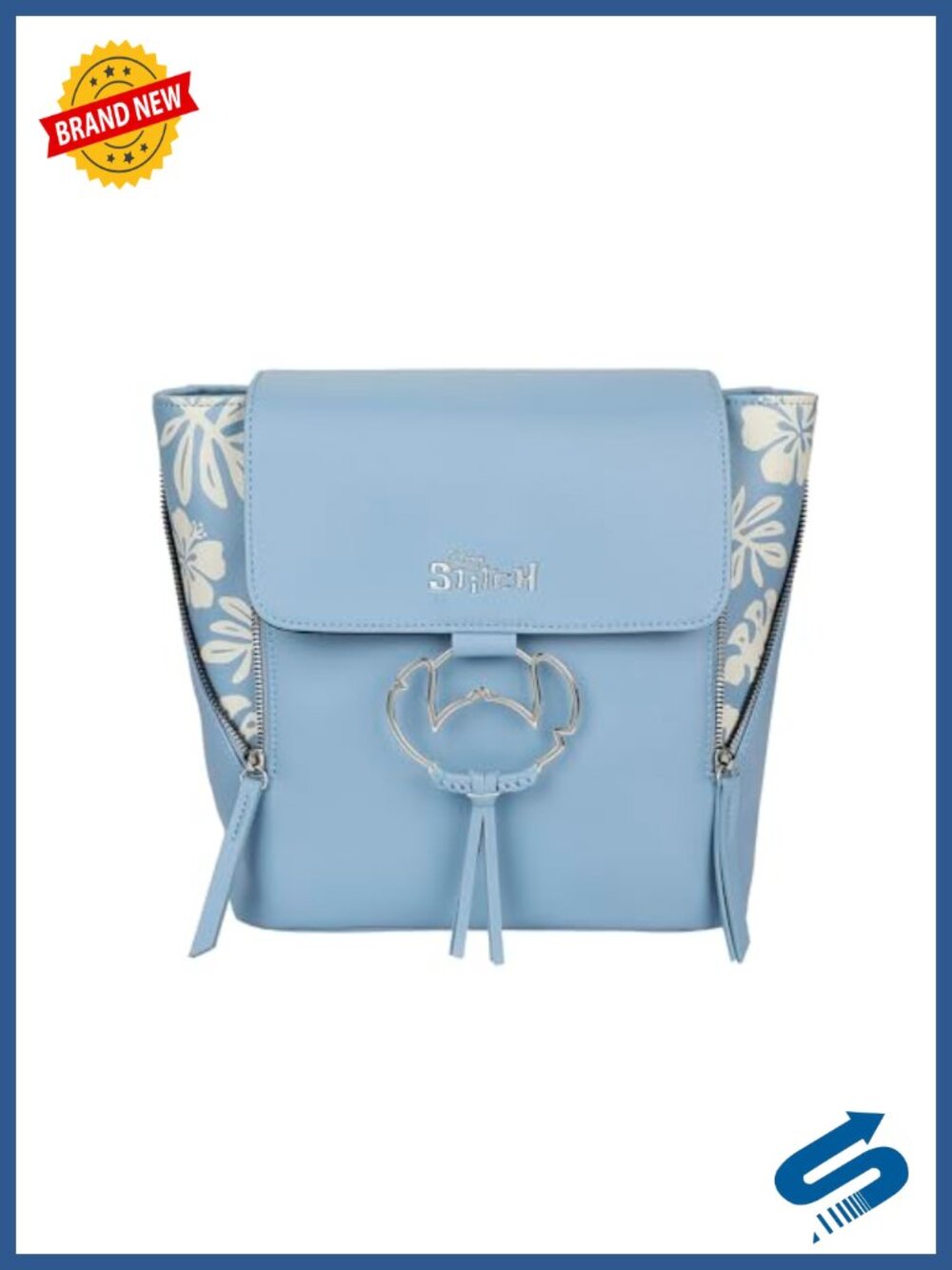 Lilo Stitch Faux Leather Mini Backpack Floral Embroidered
